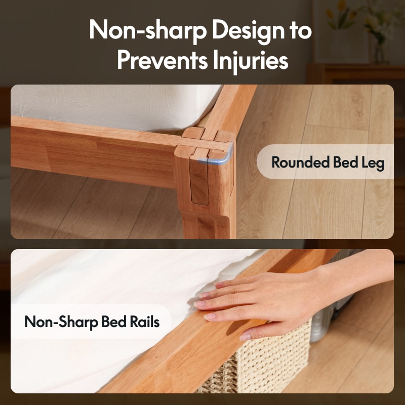 FlexiSpot Kana Japanese Joinery Bed with Headboard | Simple Design